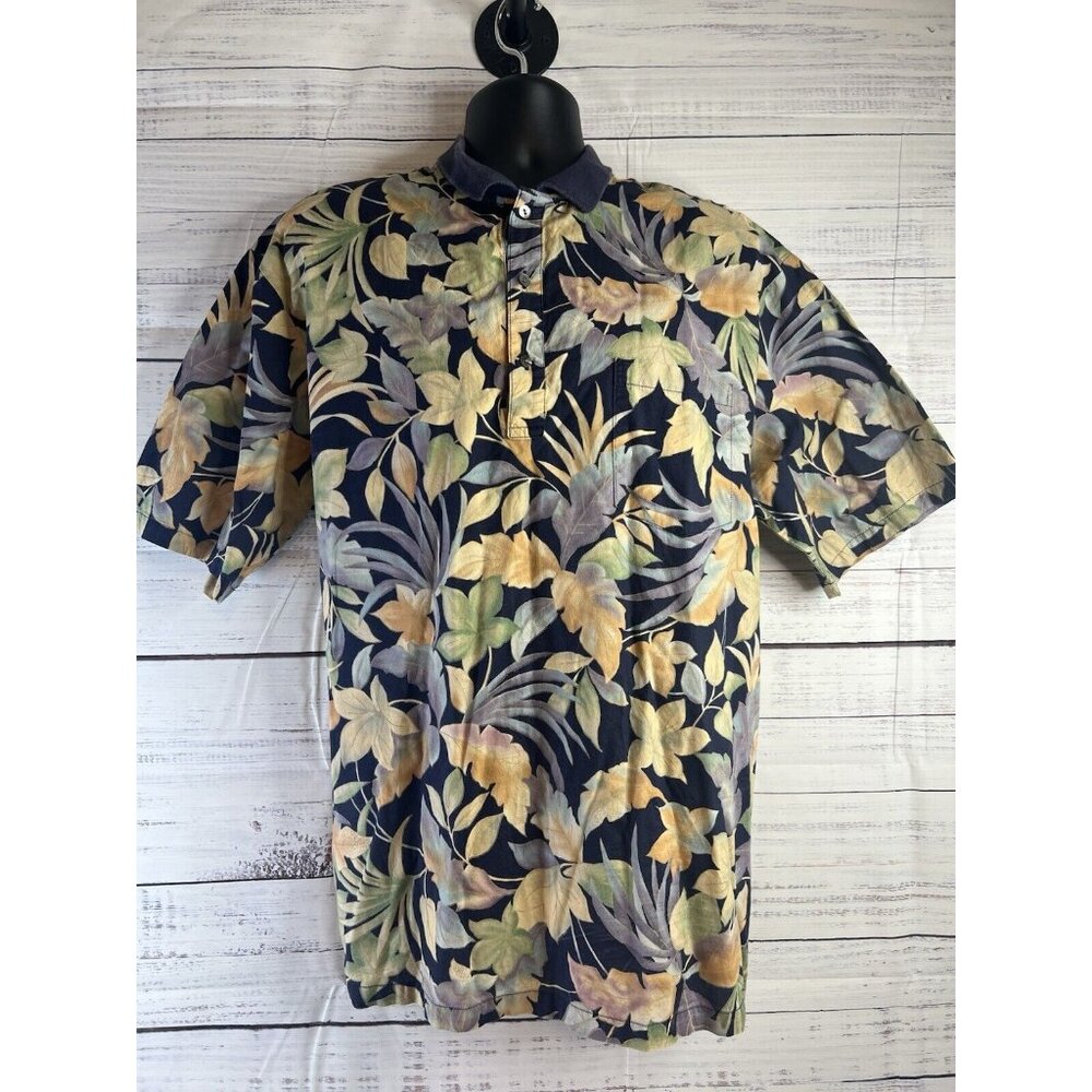 Tori Richard  Golf Polo Shirt Mens Large L Tropical Hawaiian Floral Vintage